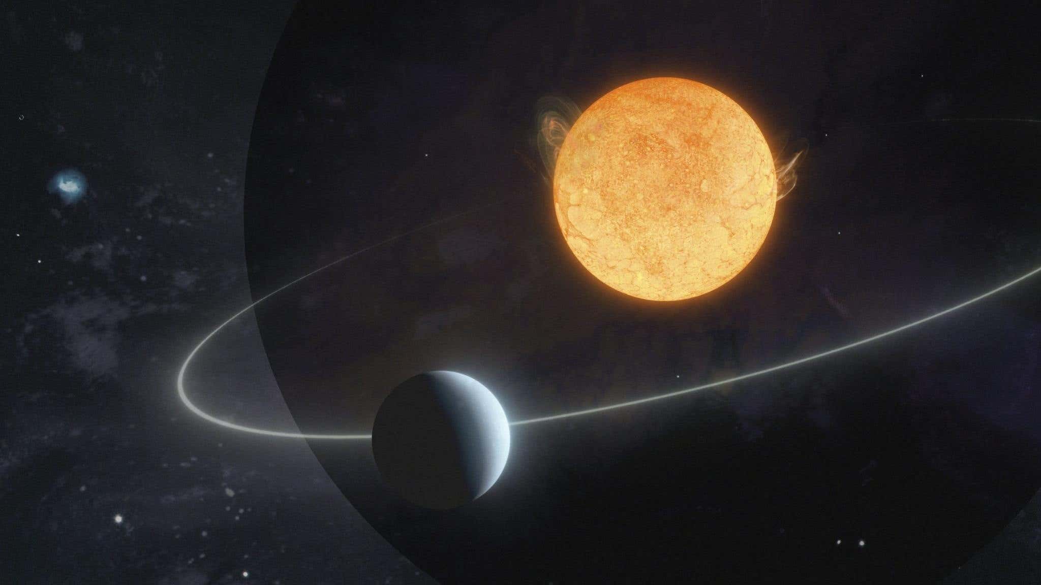 تصور فني لكوكب نبتون الفرعي، المسمى TOI-1824 b. 